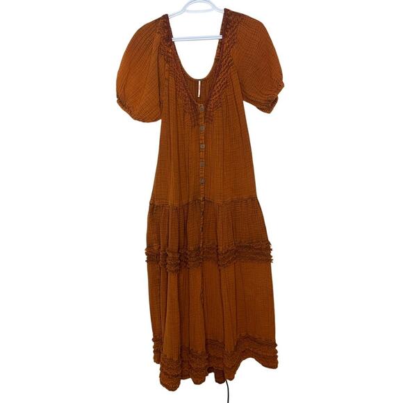 Free People Sunday Stroll Muslin Puff Sleeve Maxi Dress - Picture 7 of 12